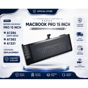 Baterai MacBook Pro 15 Inch A1286 (2011-2012) A1382 A1321 Original Replacement