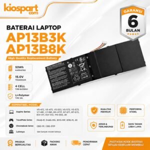 Baterai Acer AP13B3K AP13B8K 53Wh Aspire V5 V7 R3 R7 M5 ES1 Replacement Laptop Battery